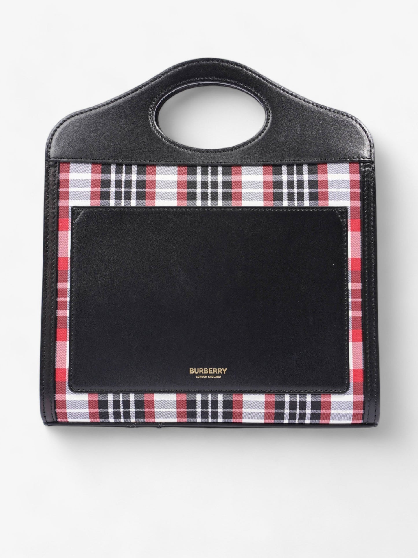Burberry Mini Pocket Red And Black Check Leather