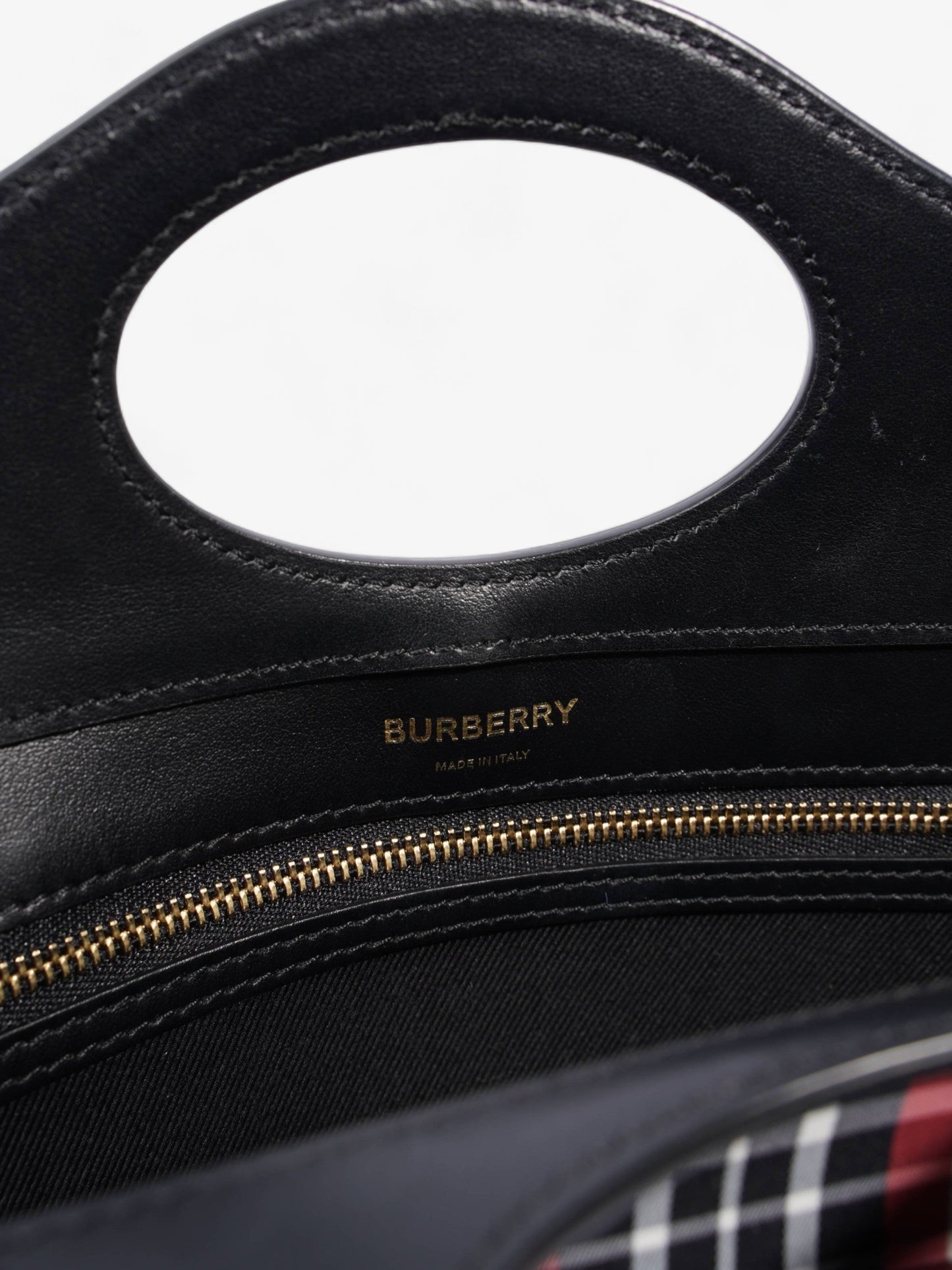 Burberry Mini Pocket Red And Black Check Leather