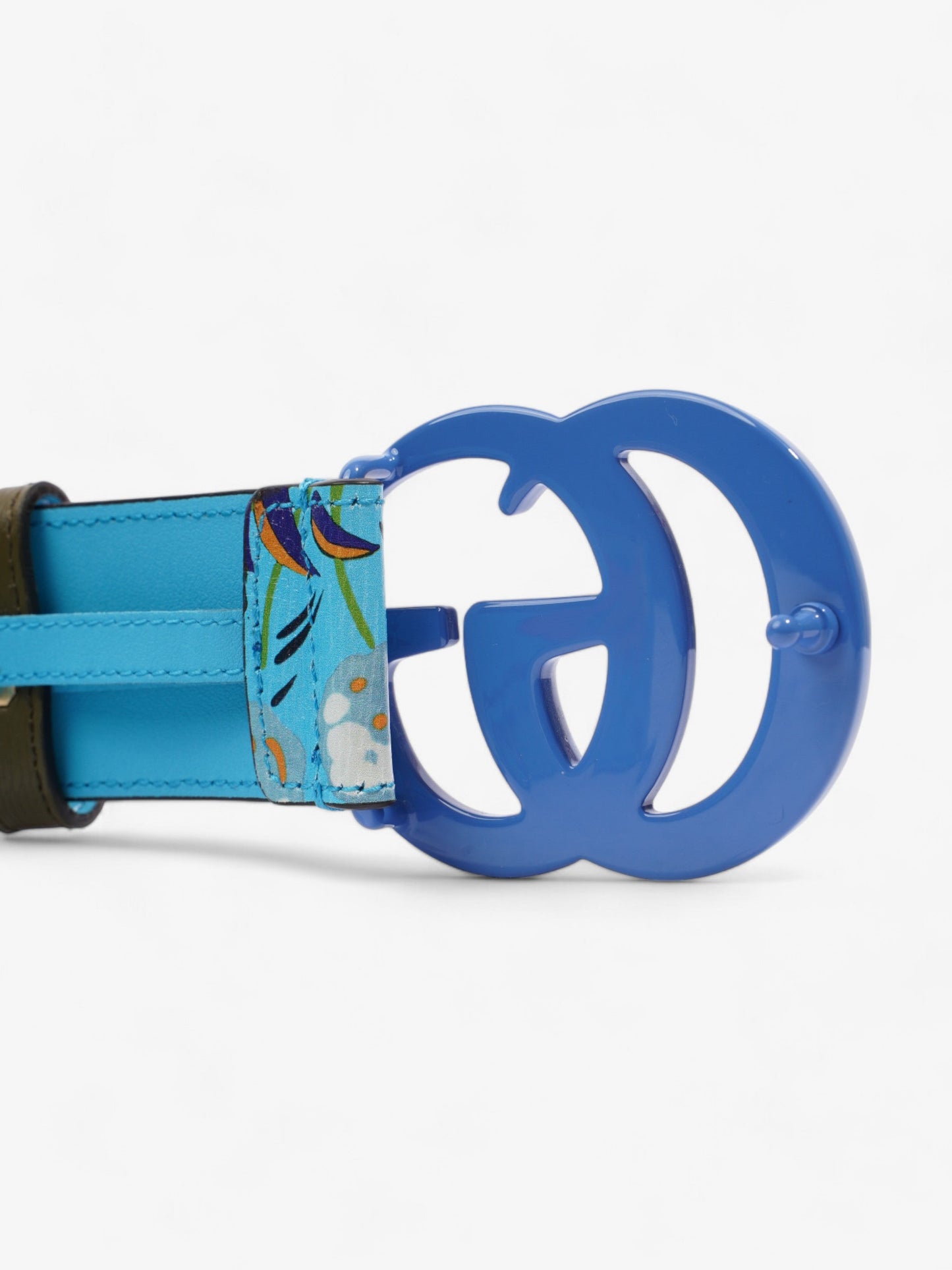Gucci Memorable Buckle Belt Blue / Multicoloured Leather 80cm / 32"