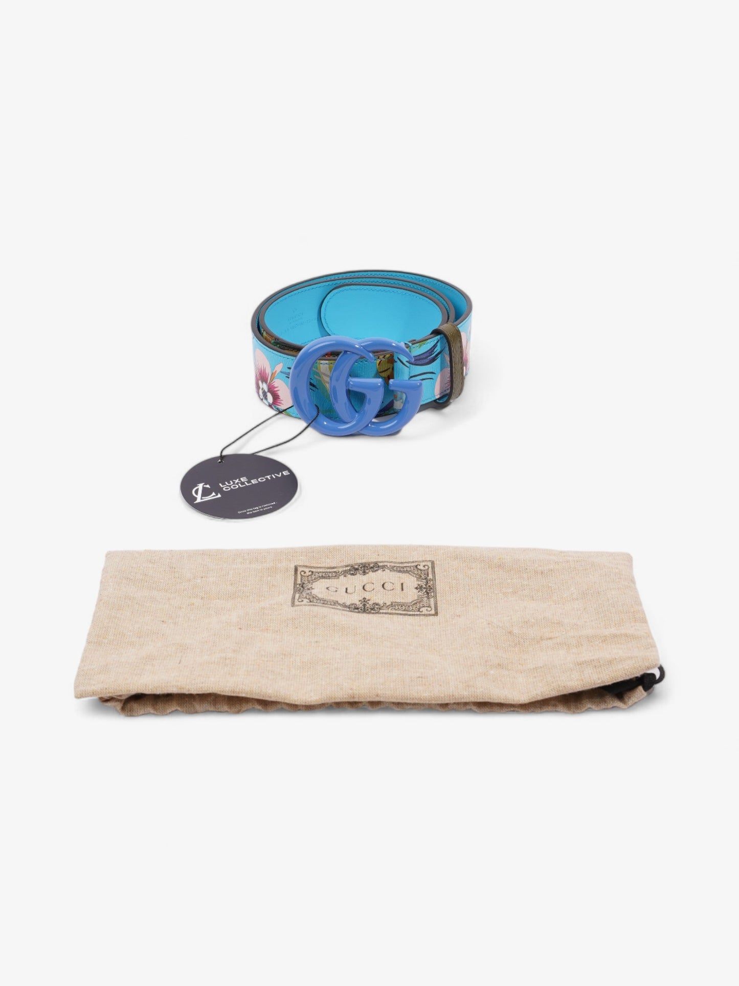 Gucci Memorable Buckle Belt Blue / Multicoloured Leather 80cm / 32"
