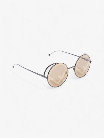 Fendi F is Fendi Printed Round Frame Sunglasses Black Acetate 135mm