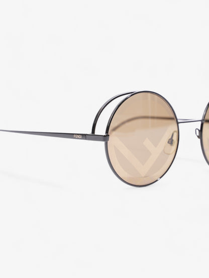 Fendi F is Fendi Printed Round Frame Sunglasses Black Acetate 135mm