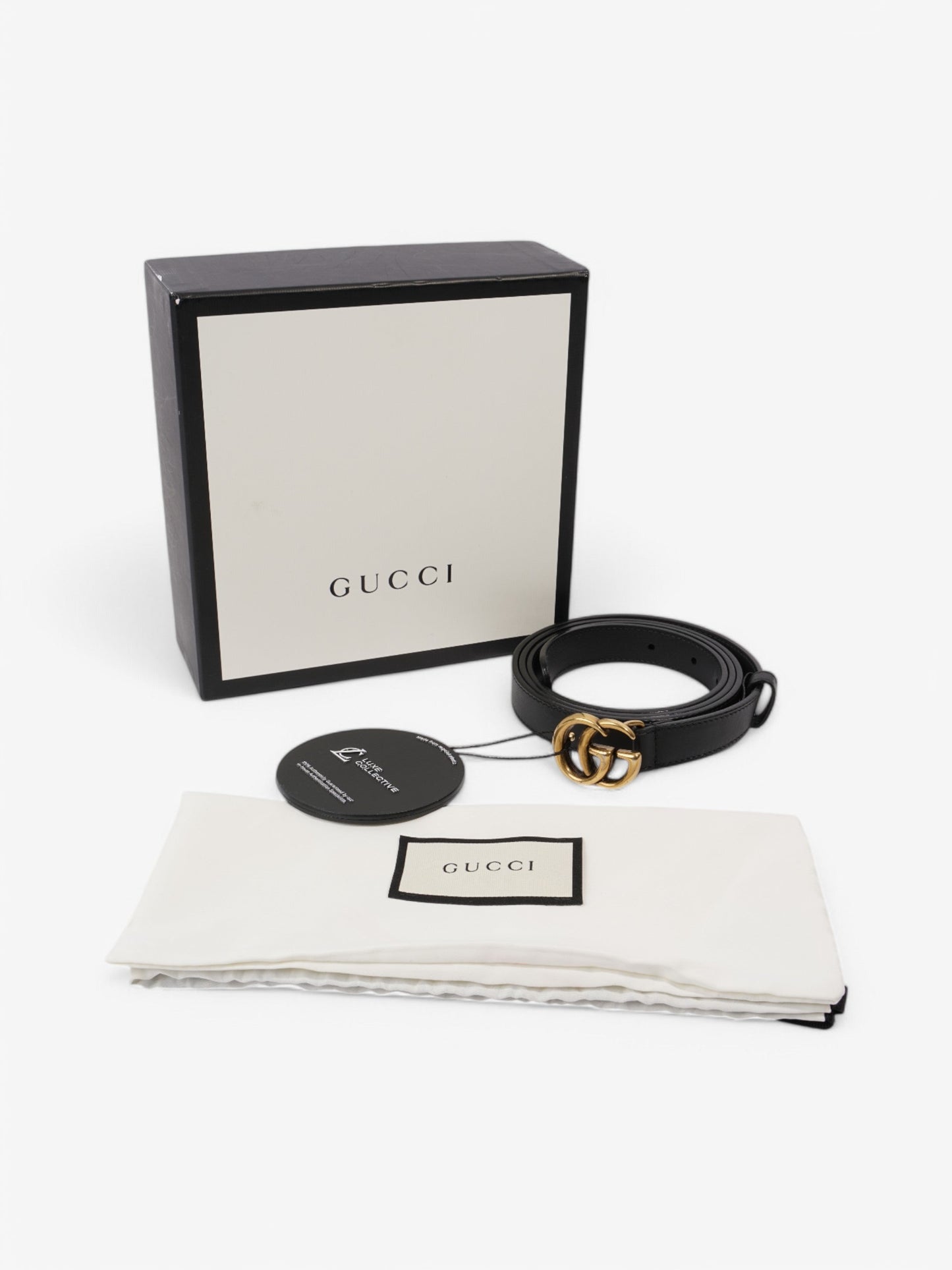 Gucci GG Marmont Thin Belt Black / Gold Leather 105cm / 42"