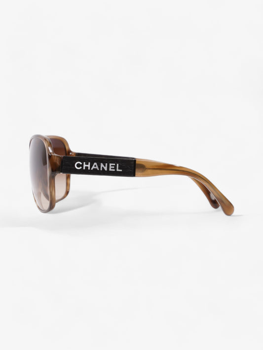 Chanel Round Sunglasses Brown Acetate 135mm