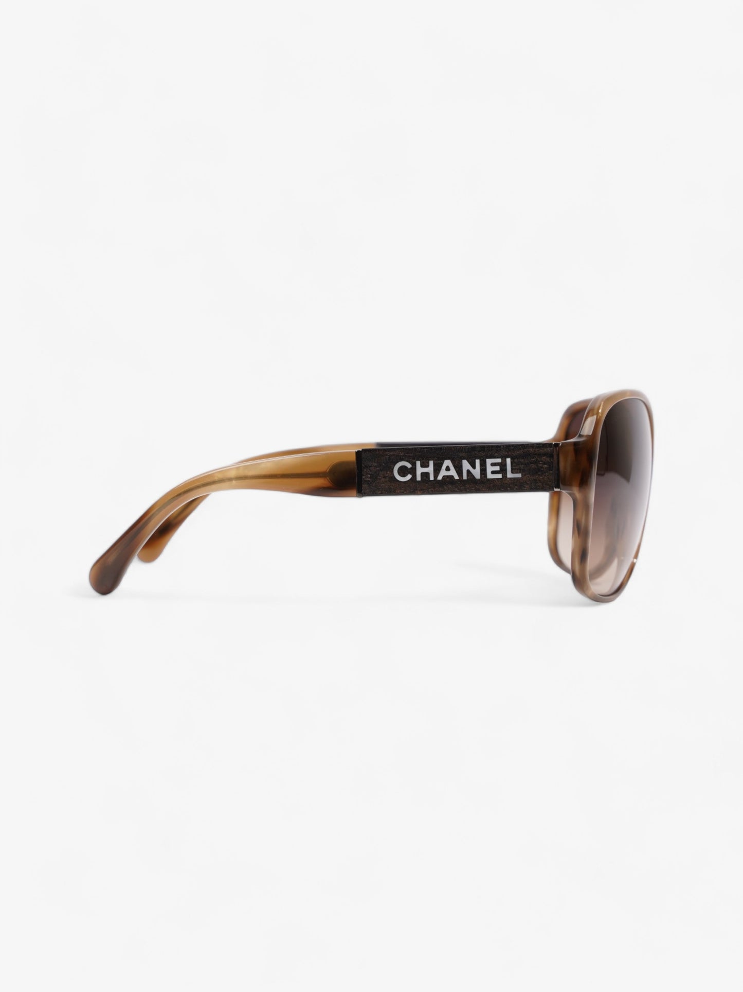 Chanel Round Sunglasses Brown Acetate 135mm