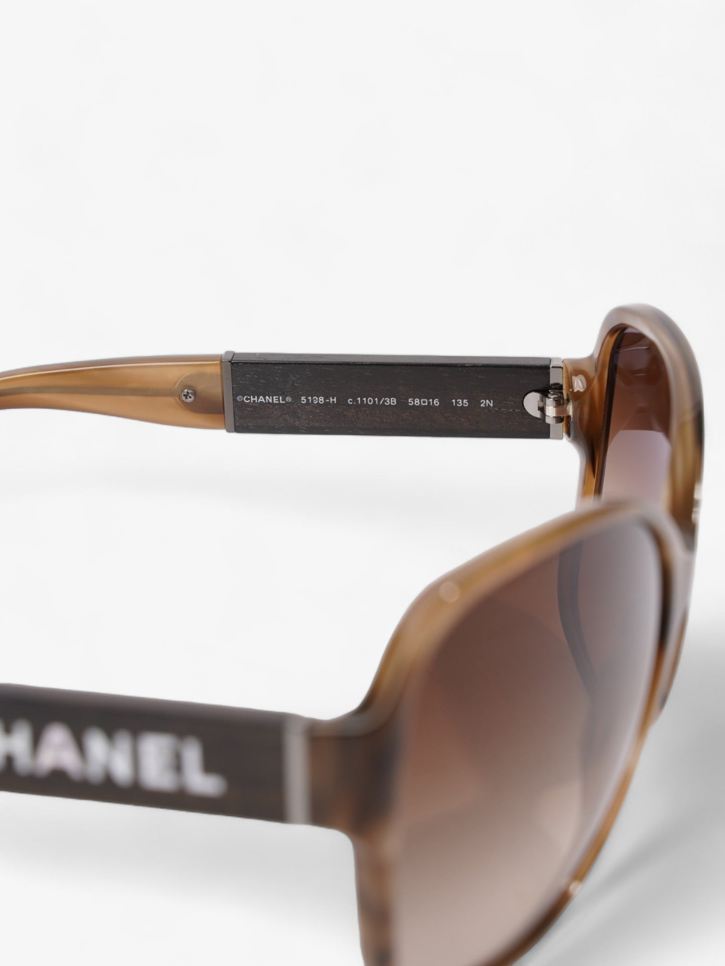 Chanel Round Sunglasses Brown Acetate 135mm