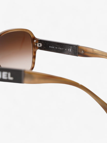 Chanel Round Sunglasses Brown Acetate 135mm