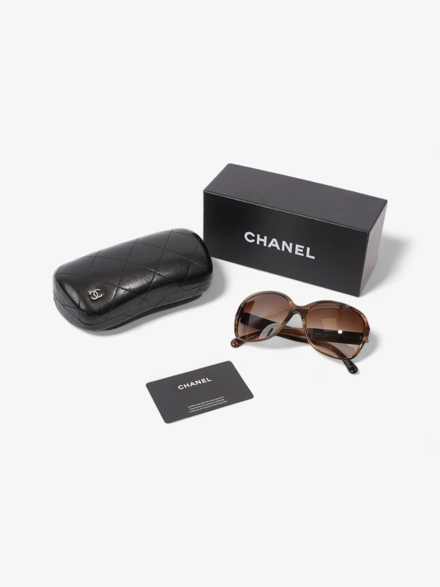 Chanel Round Sunglasses Brown Acetate 135mm