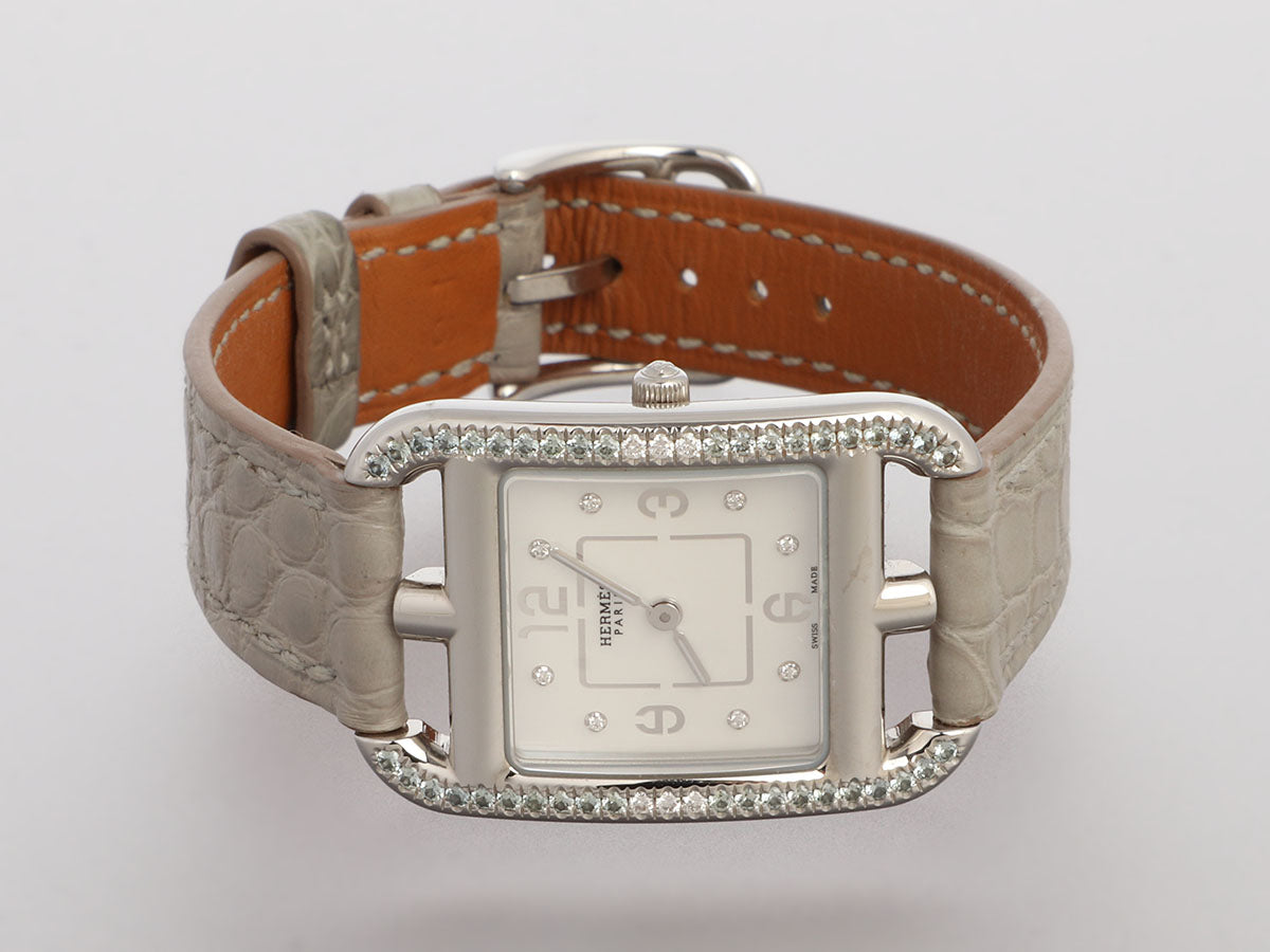 Hermès Small Stainless Steel Diamond Cape Cod Watch 31mm