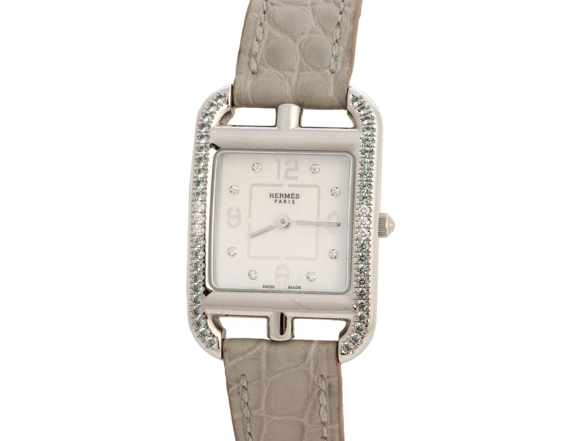 Hermès Small Stainless Steel Diamond Cape Cod Watch 31mm