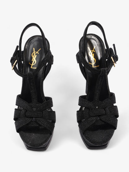 Saint Laurent Tribute Sandal 105 Black Glitter EU 40 UK 7