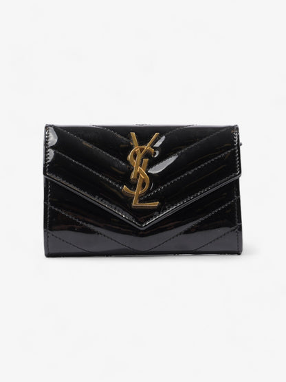 Saint Laurent Monogram Wallet Black / Gold Patent Leather