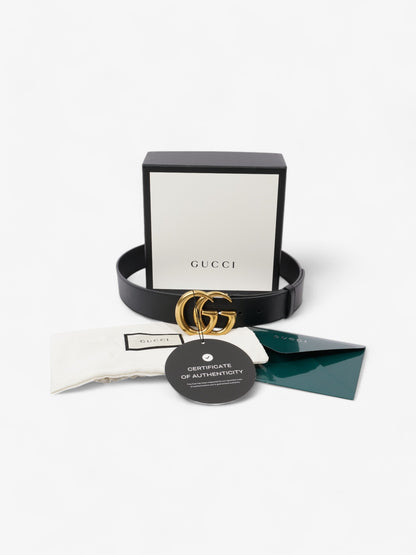 Gucci GG Marmont Wide Belt Black / Gold Leather 85cm / 34"