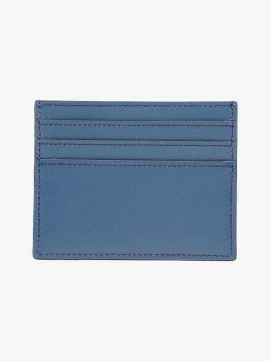 Fendi FF Business Card Holder Blue Leather