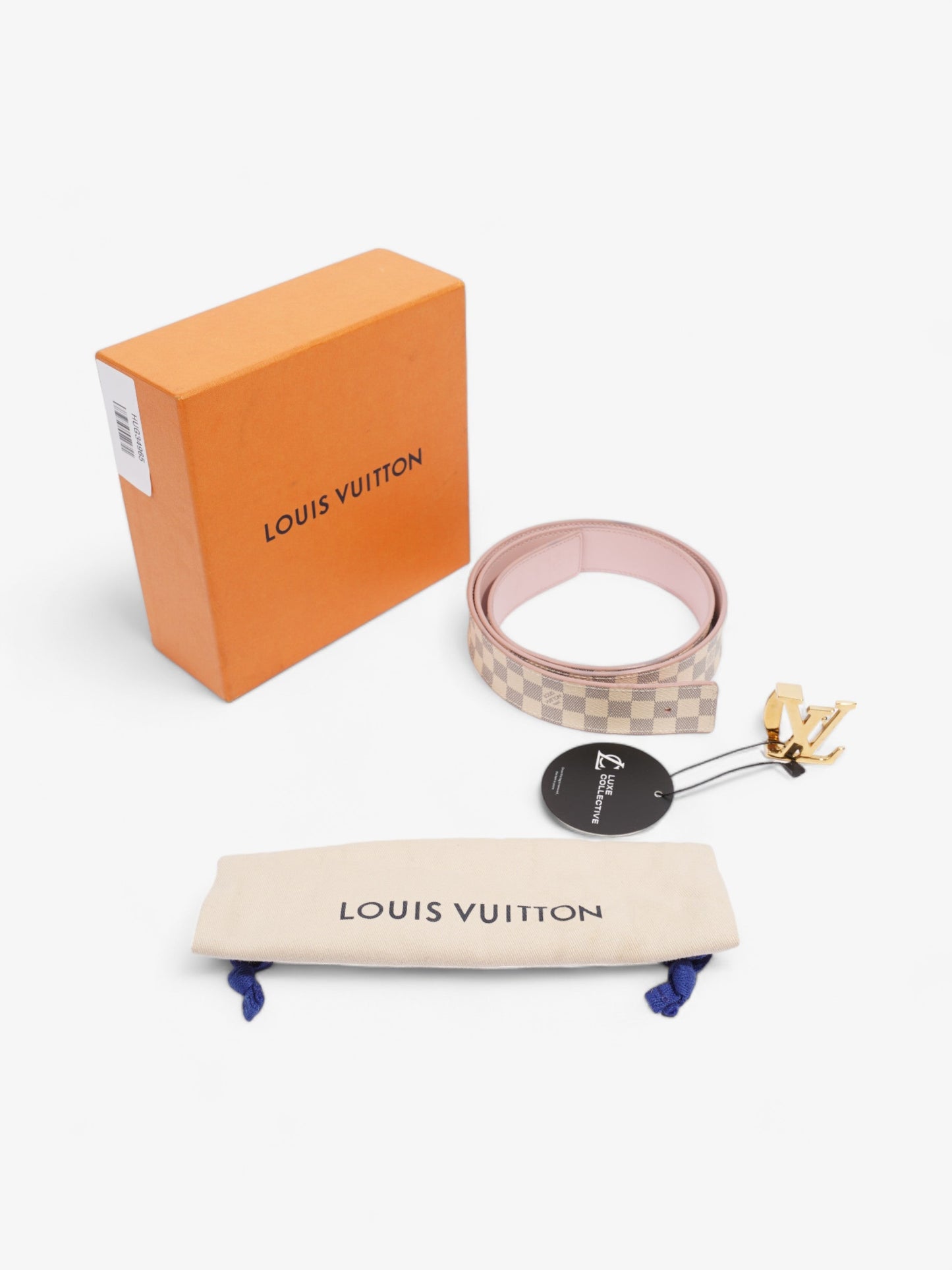 Louis Vuitton LV Initials Reversible Belt Damier Azur / Pink Canvas 85cm / 34"