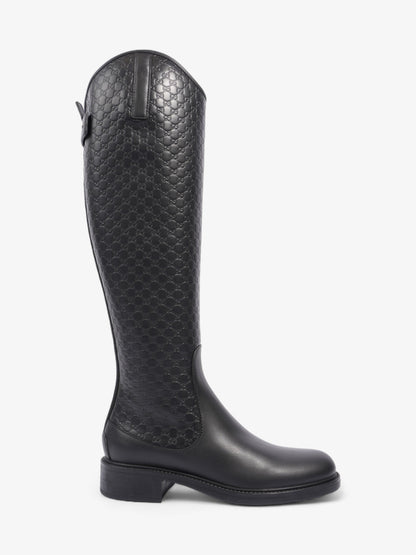 Gucci Microguccissima Riding Boots Black Leather EU 37 UK 4
