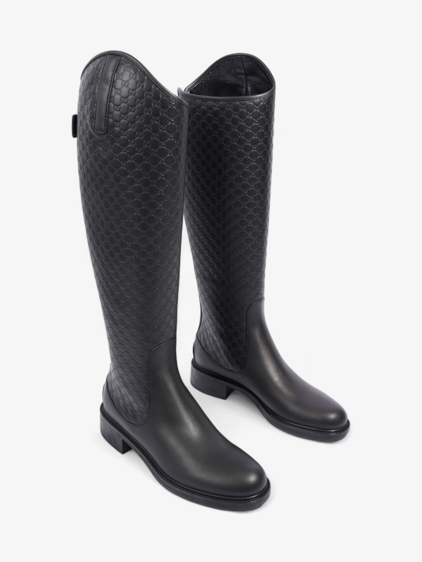 Gucci Microguccissima Riding Boots Black Leather EU 37 UK 4