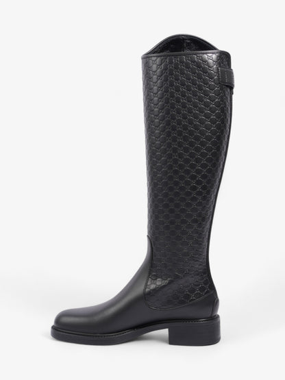 Gucci Microguccissima Riding Boots Black Leather EU 37 UK 4