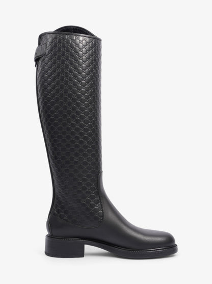 Gucci Microguccissima Riding Boots Black Leather EU 37 UK 4