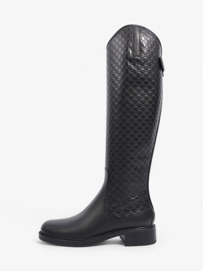 Gucci Microguccissima Riding Boots Black Leather EU 37 UK 4