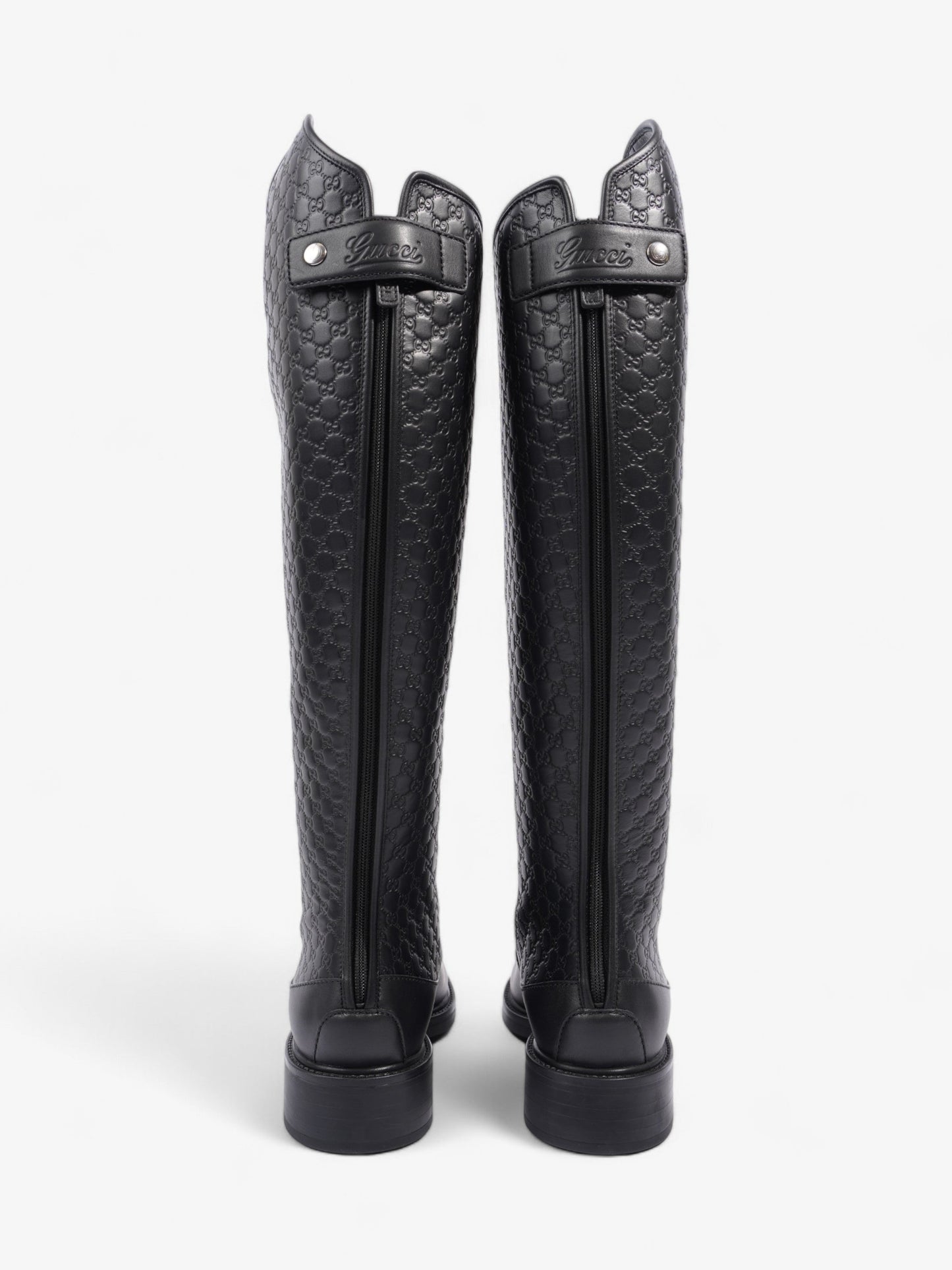 Gucci Microguccissima Riding Boots Black Leather EU 37 UK 4