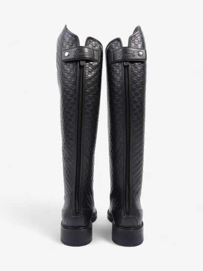 Gucci Microguccissima Riding Boots Black Leather EU 37 UK 4