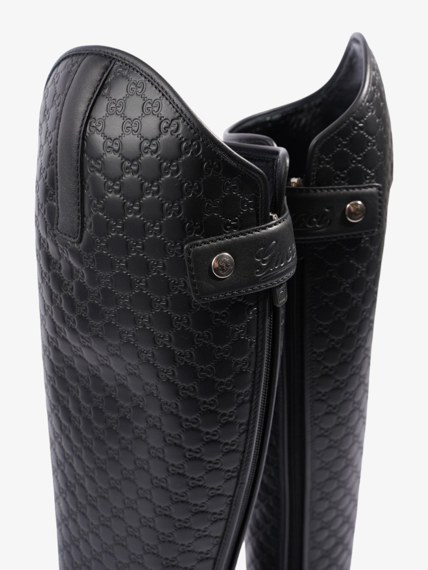 Gucci Microguccissima Riding Boots Black Leather EU 37 UK 4