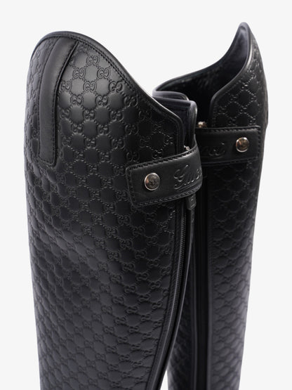 Gucci Microguccissima Riding Boots Black Leather EU 37 UK 4