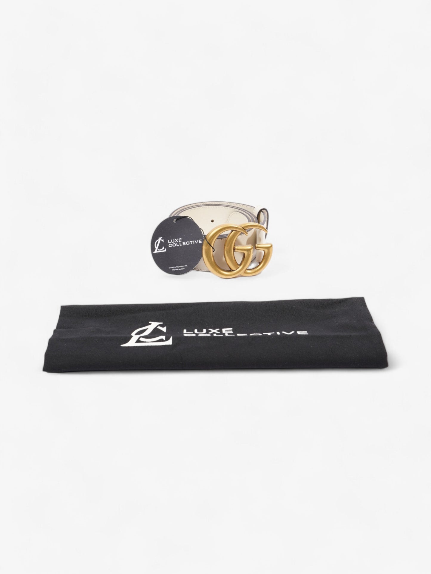 Gucci GG Marmont Wide Belt White Leather 400593