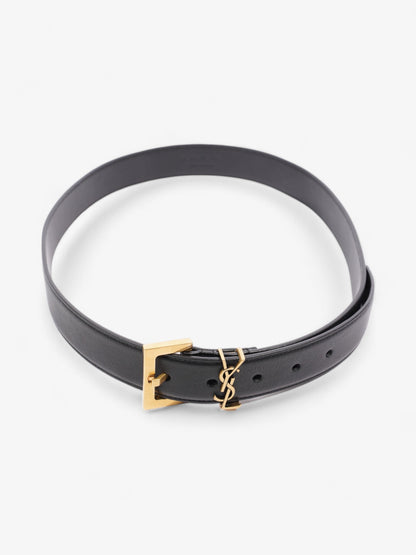 Saint Laurent Logo Belt Black / Gold Leather 85cm 34"