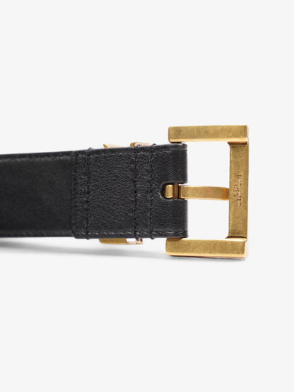 Saint Laurent Logo Belt Black / Gold Leather 85cm 34"