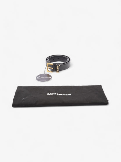 Saint Laurent Logo Belt Black / Gold Leather 85cm 34"