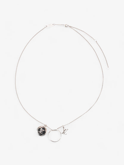 Louis Vuitton Monogram Charms Necklace Silver Brass