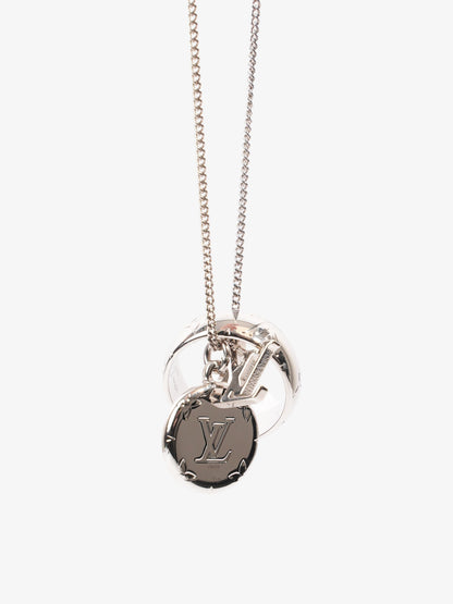 Louis Vuitton Monogram Charms Necklace Silver Brass