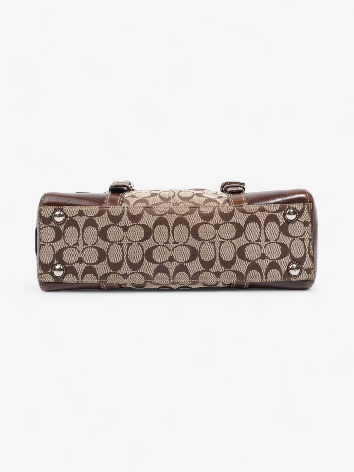 Coach Hampton Flap Satchel Brown Signature Canvas