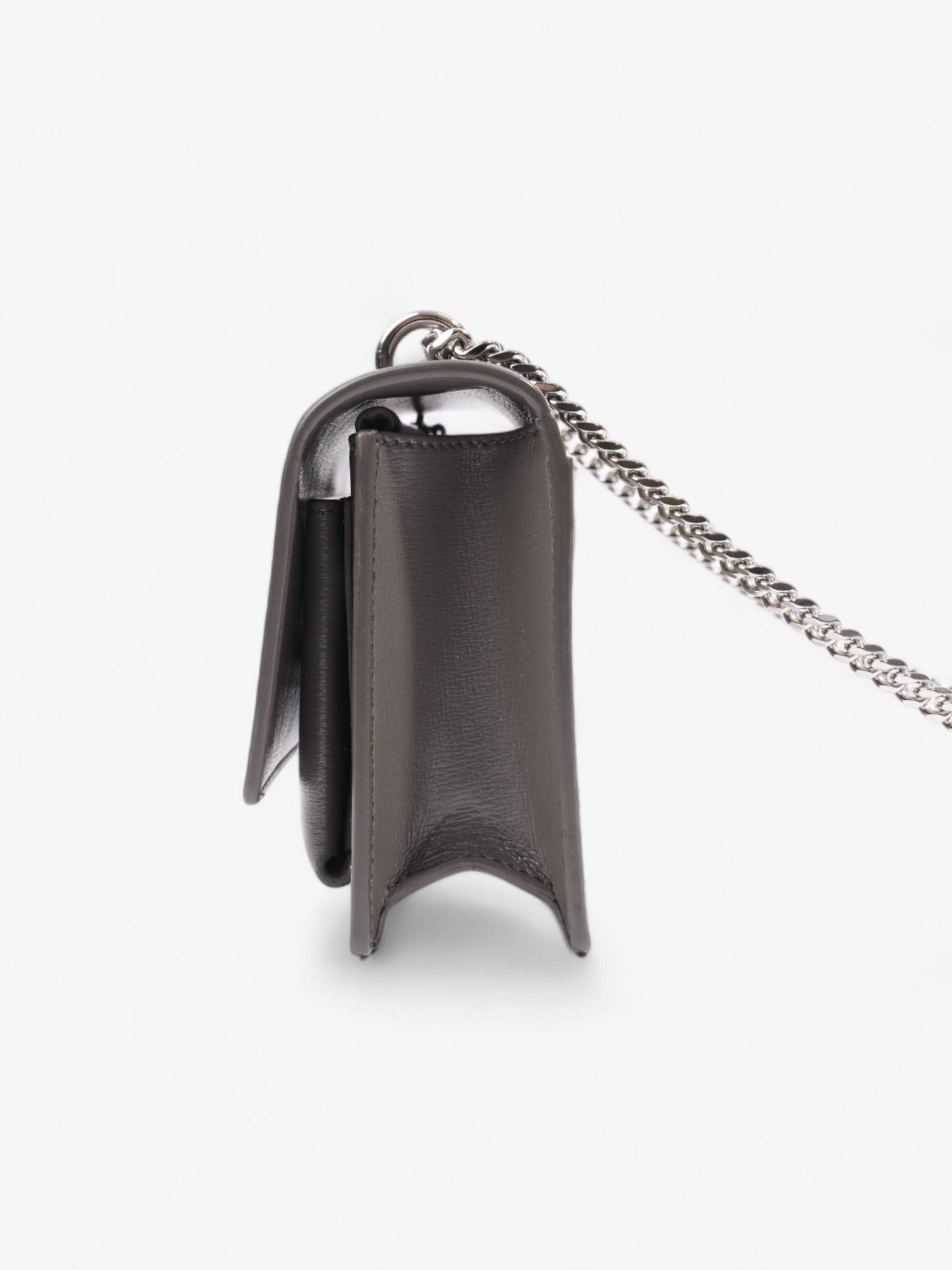 Saint Laurent Sunset Chain Wallet Grey Calfskin Leather