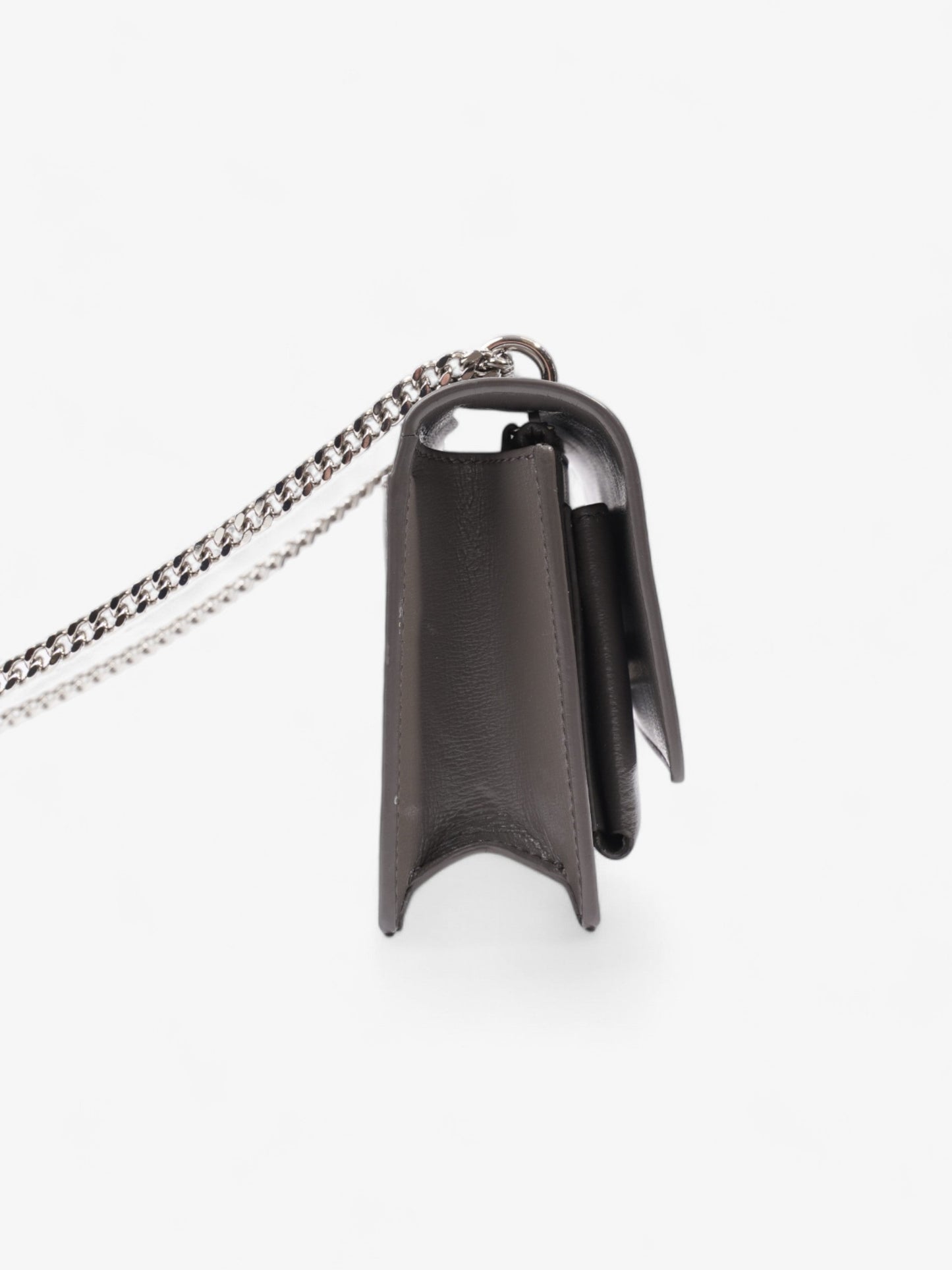 Saint Laurent Sunset Chain Wallet Grey Calfskin Leather