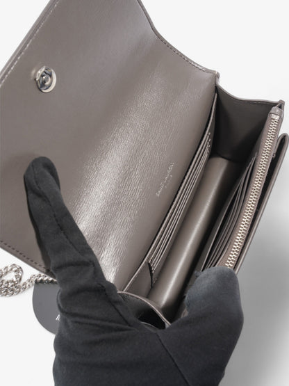 Saint Laurent Sunset Chain Wallet Grey Calfskin Leather