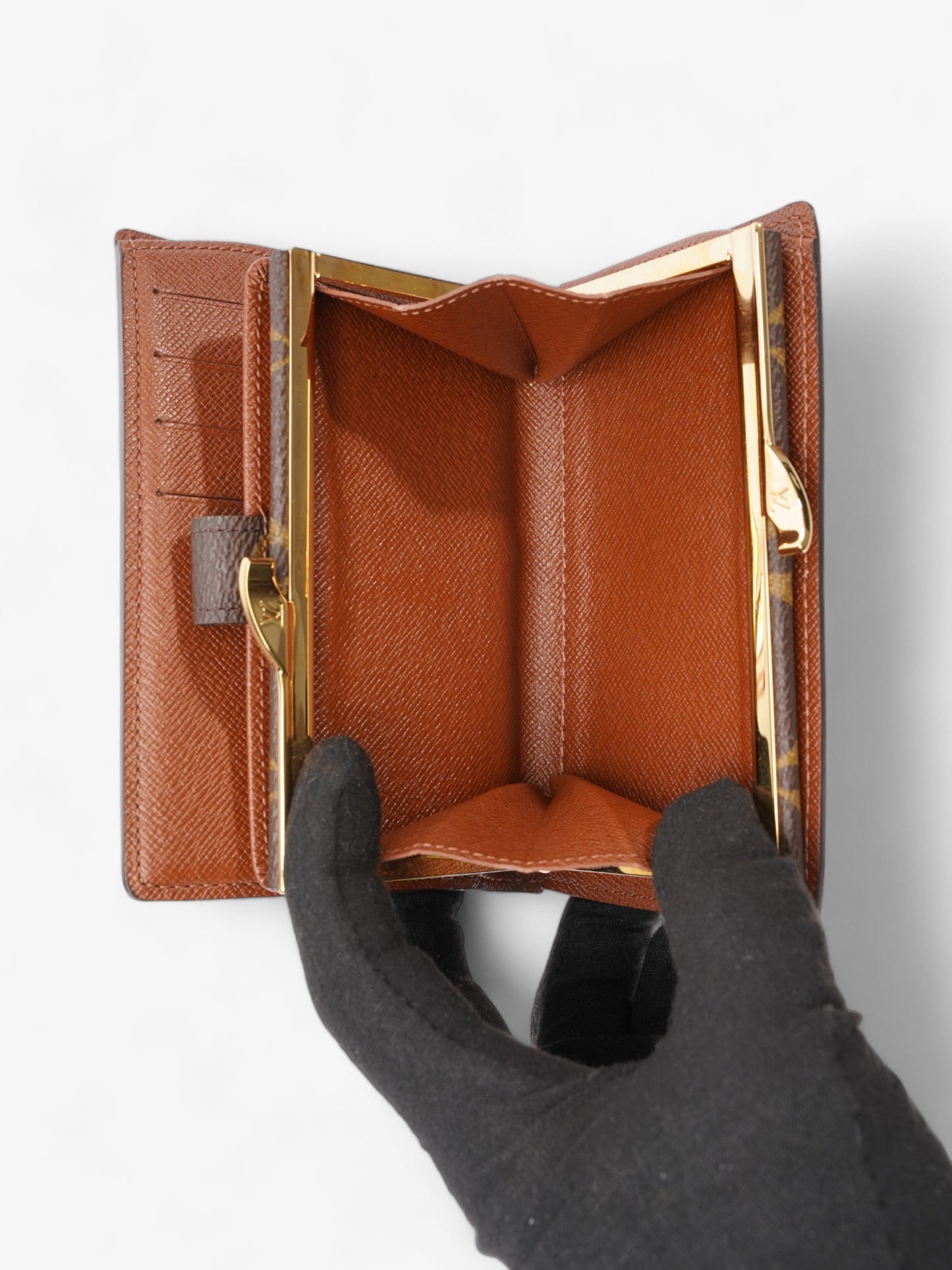 Louis Vuitton French Kisslock Bi-Fold Coin Wallet Monogram Coated Canvas