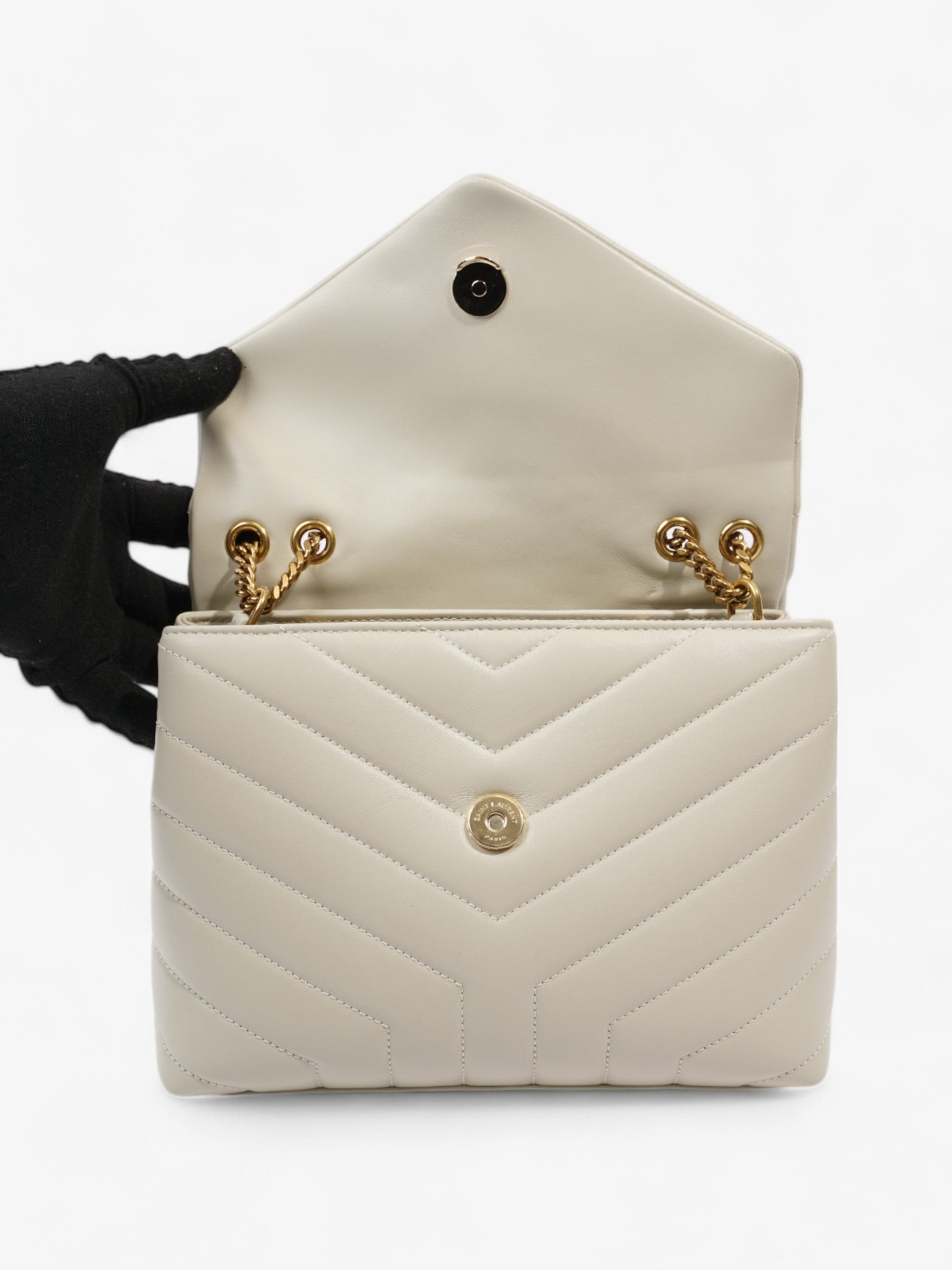 Saint Laurent Lou Lou Cream Calfskin Leather Small