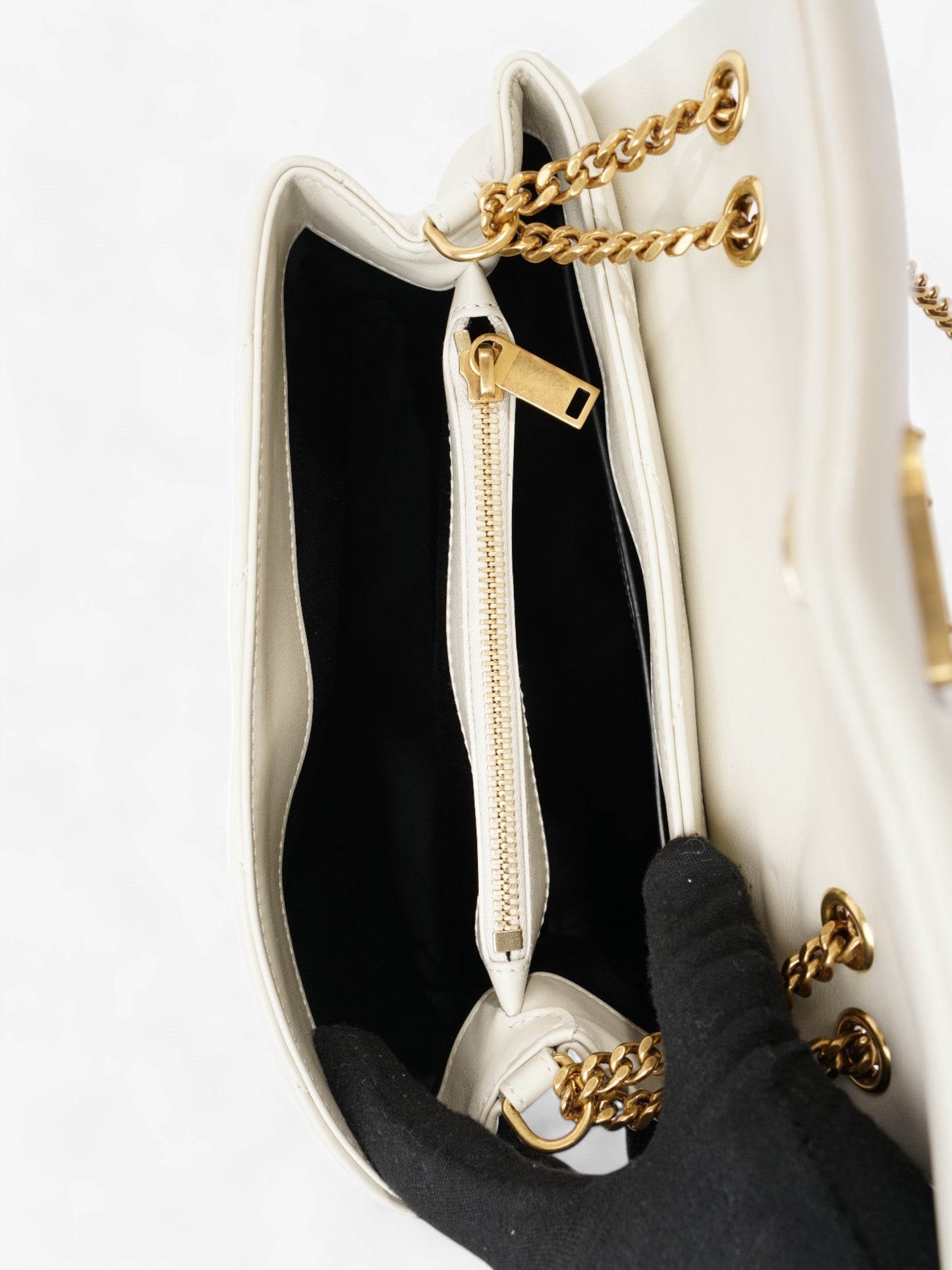 Saint Laurent Lou Lou Cream Calfskin Leather Small