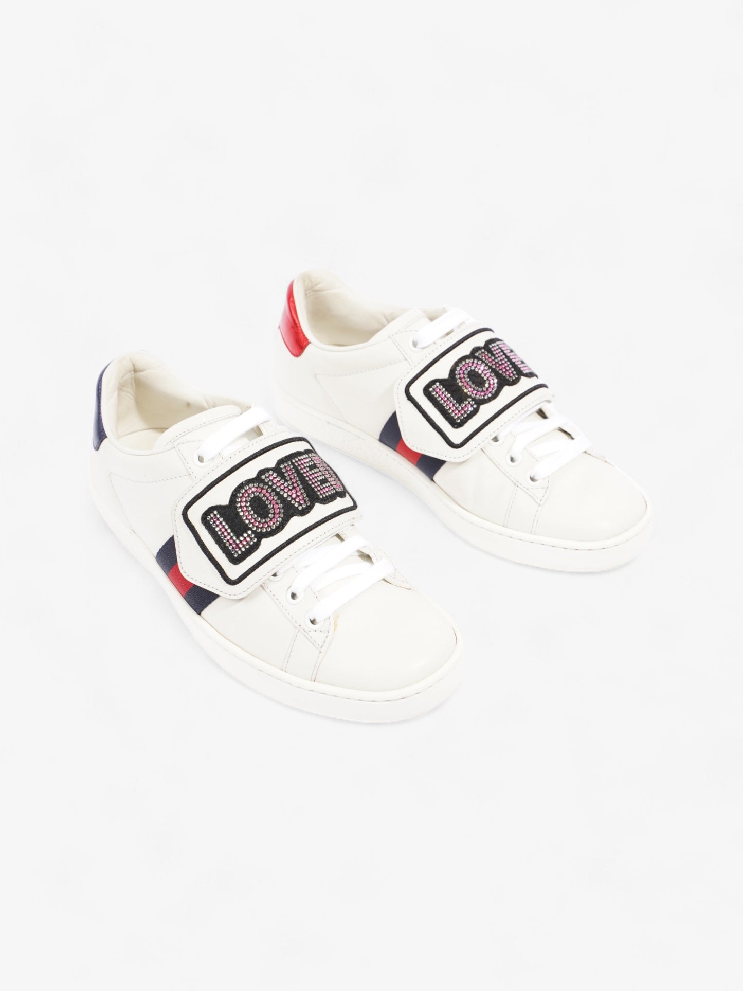 Gucci Ace "Loved" Sneakers White / Red / Blue Leather EU 36 UK 3