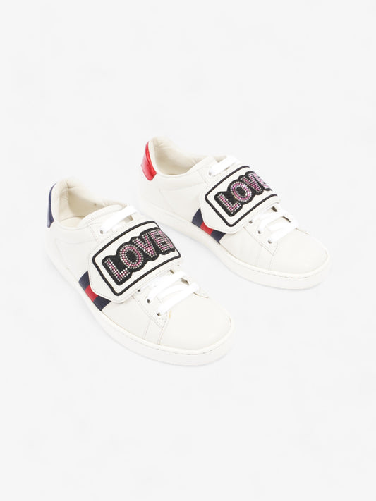 Gucci Ace "Loved" Sneakers White / Red / Blue Leather EU 36 UK 3