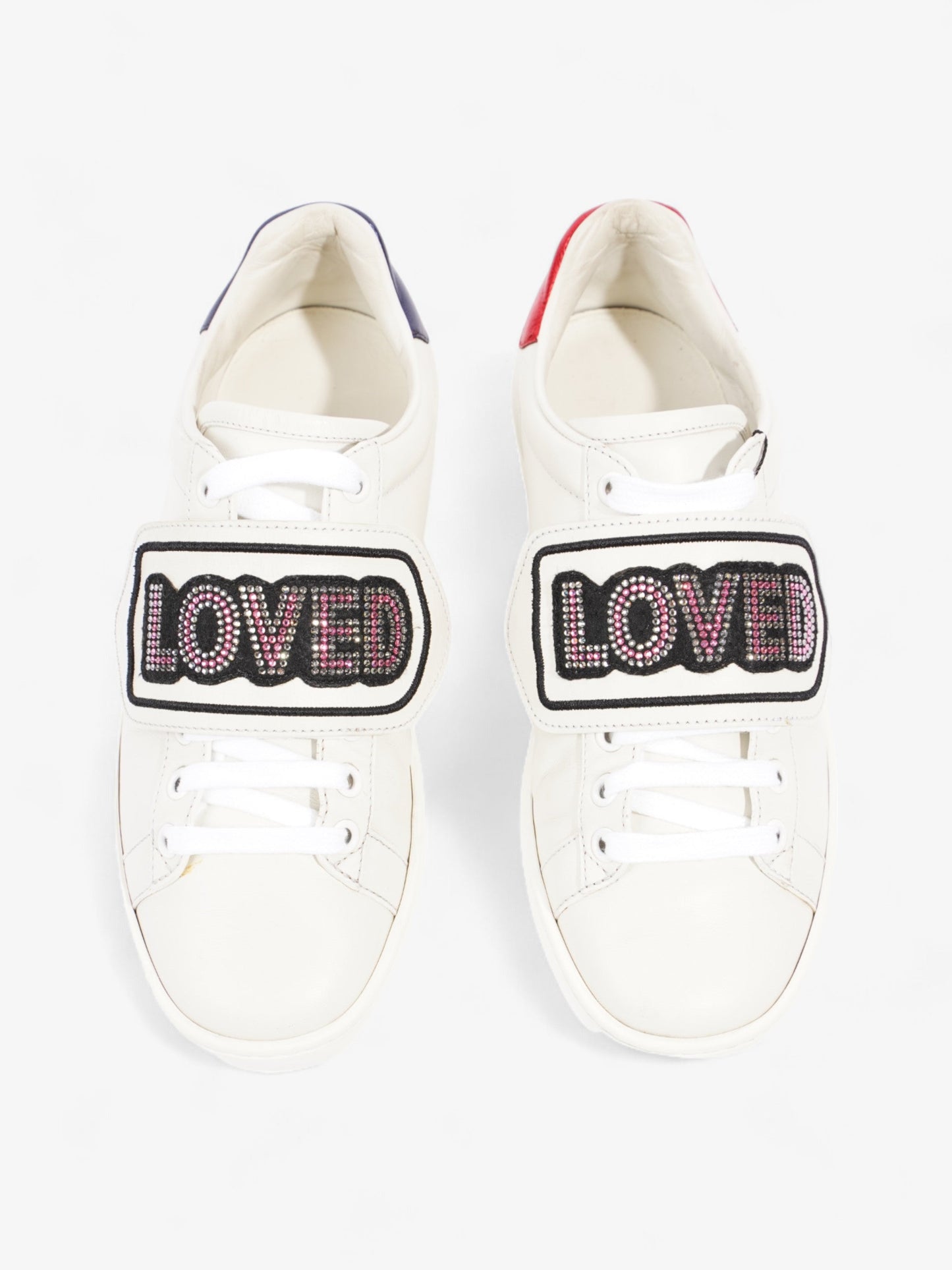 Gucci Ace "Loved" Sneakers White / Red / Blue Leather EU 36 UK 3