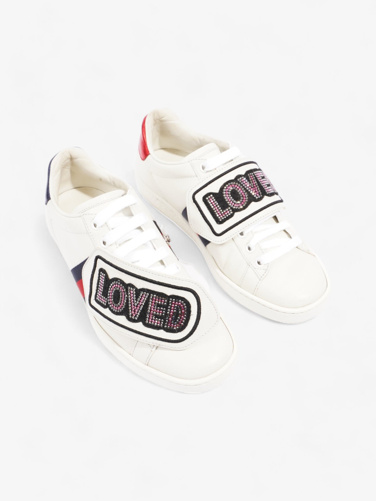 Gucci Ace "Loved" Sneakers White / Red / Blue Leather EU 36 UK 3
