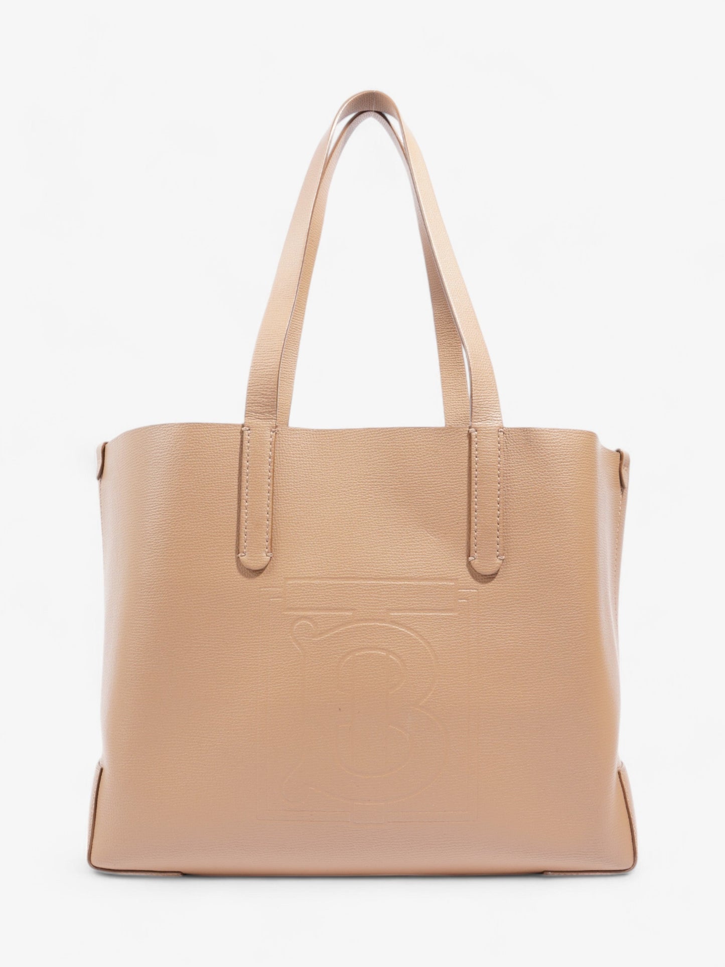 Burberry TB Embossed Shopping Tote Tan Leather