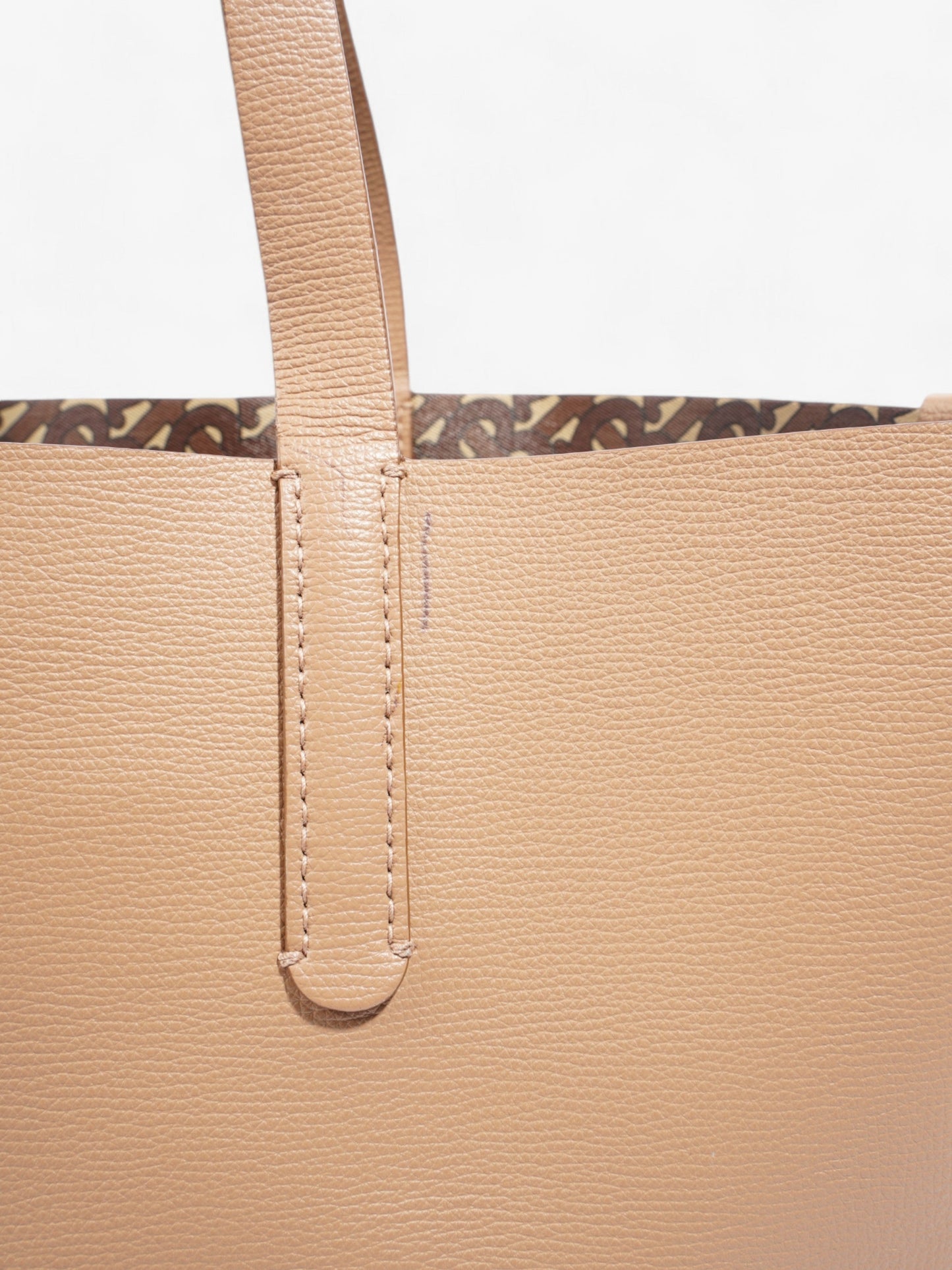 Burberry TB Embossed Shopping Tote Tan Leather