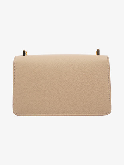 Burberry TB Elongated Oat Beige Leather Mini
