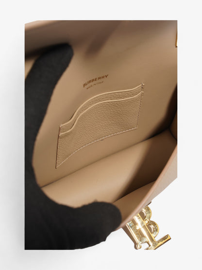 Burberry TB Elongated Oat Beige Leather Mini