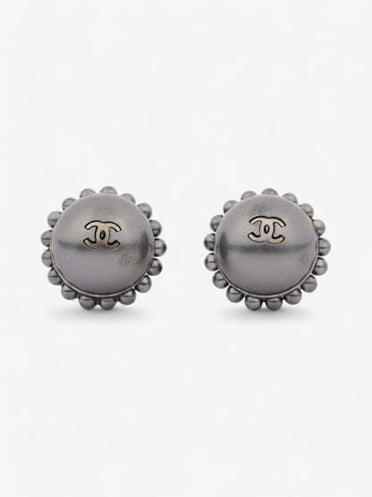 Chanel CC Circle Pendant Earrings Black Base Metal